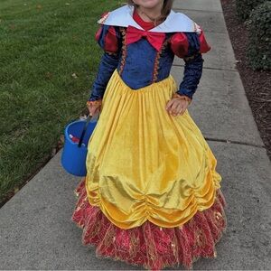 Classic Yellow & Blue Princess Kids Costume with Red Accents